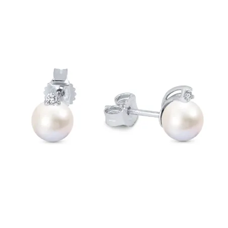 Orecchini in oro Perle Akoya 6-6,5mm Diamante Donna Demetra