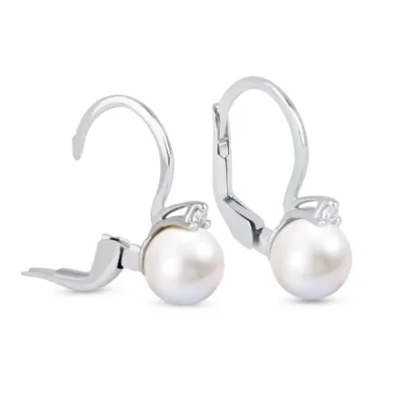 Orecchini Perle Akoya Japan Oro bianco Diamanti Donna Demetra