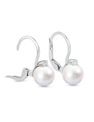 Orecchini Perle Akoya Japan Oro bianco Diamanti Donna Demetra