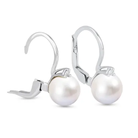 Orecchini Perle Akoya Japan Oro bianco Diamanti Donna Demetra