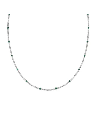 Collana Tennis Bianca e Verde con Zirconi 2 e 3 mm Donna Amen