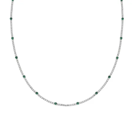 Collana Tennis Bianca e Verde con Zirconi 2 e 3 mm Donna Amen