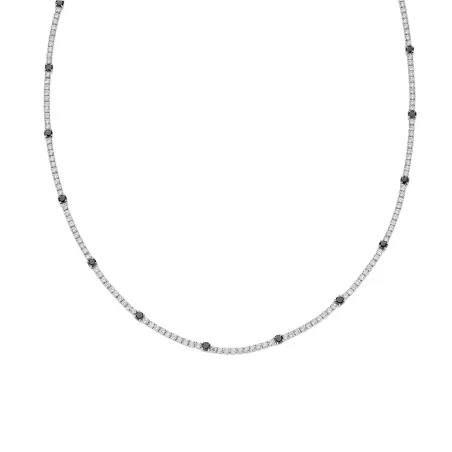 Collana Tennis Bianca e Nera con Zirconi 2 e 3 mm Donna Amen