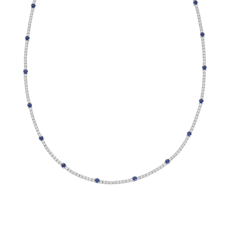 Collana Tennis Bianca e Blu con Zirconi 2 e 3 mm Donna Amen