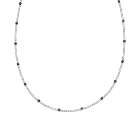 Collana Tennis Bianca e Blu con Zirconi 2 e 3 mm Donna Amen