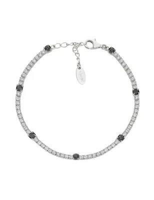 Bracciale Tennis Bianco e Nero con Zirconi 2 e 3 mm Donna Amen