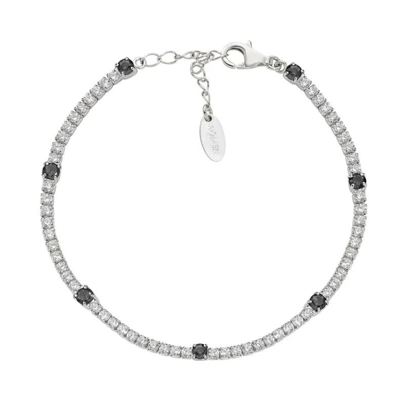 Bracciale Tennis Bianco e Nero con Zirconi 2 e 3 mm Donna Amen
