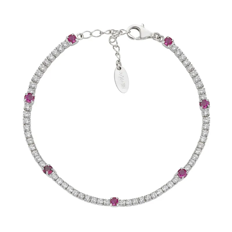 Bracciale Tennis Bianco e Rosso con Zirconi 2 e 3 mm Donna Amen