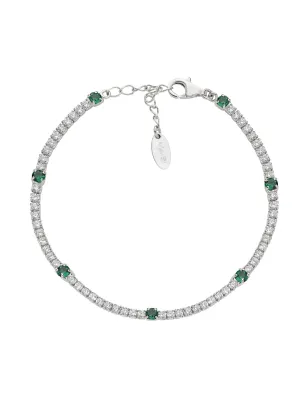 Bracciale Tennis Bianco e Verde con Zirconi 2 e 3 mm Donna Amen