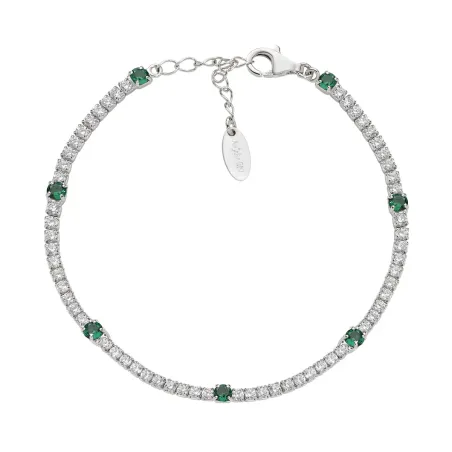 Bracciale Tennis Bianco e Verde con Zirconi 2 e 3 mm Donna Amen