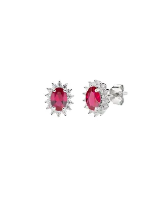 Orecchini Mini Royal Lady con Zircone Rosso Ciliegia Donna Amen