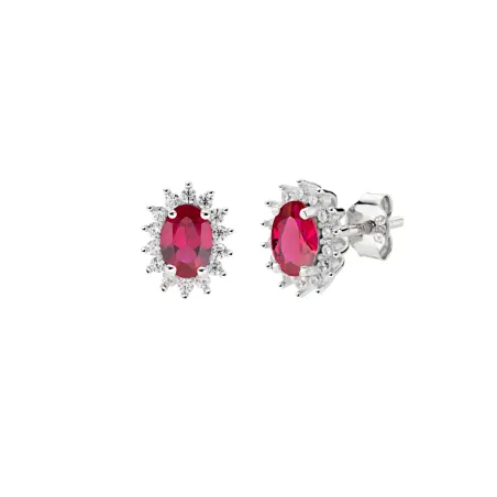 Orecchini Mini Royal Lady con Zircone Rosso Ciliegia Donna Amen