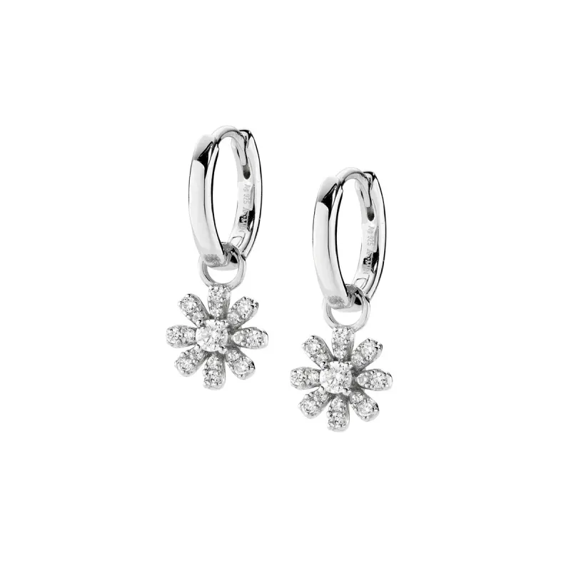 Orecchini Pendenti Mini Margherita Pavé Donna Amen
