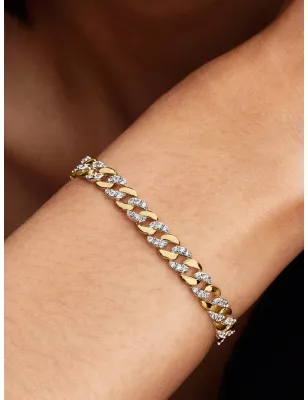Bracciale Catena Maglia Cubana Bicolore con Pavè cm.18 Pandora - category_name - XDMG De Marchi Gianotti