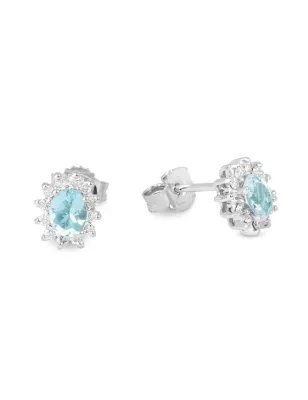 Orecchini oro bianco Acquemarine Diamanti Donna Demetra