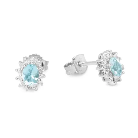 Orecchini oro bianco Acquemarine Diamanti Donna Demetra