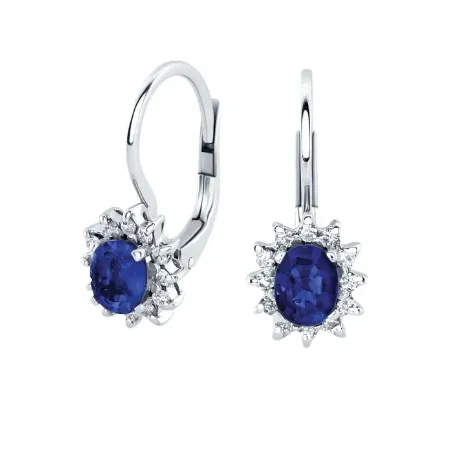 Orecchini Monachelle Oro bianco Zaffiri Diamanti Donna Demetra