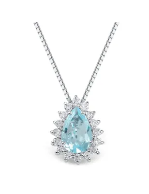 Collana oro bianco Acquamarina Diamanti Donna Demetra
