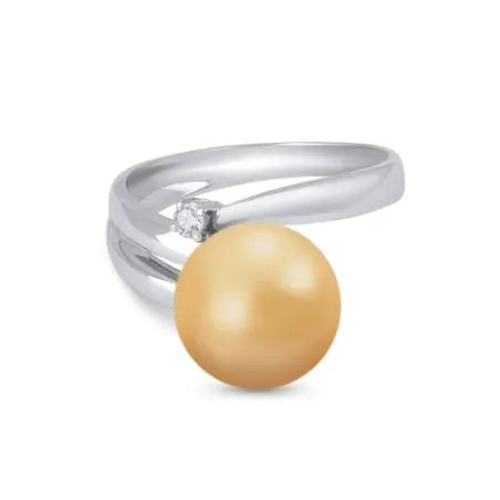 Anello Perla Golden Indonesia Oro bianco Diamante Donna Demetra