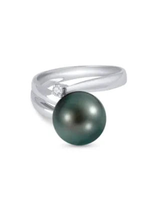 Anello Perla Tahiti Oro bianco Diamante Donna Demetra