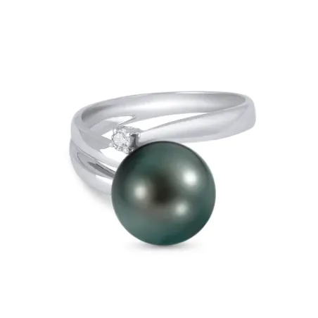 Anello Perla Tahiti Oro bianco Diamante Donna Demetra