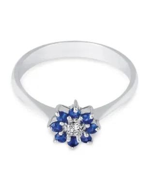 Anello Oro bianco Zaffiri Diamanti Donna Demetra