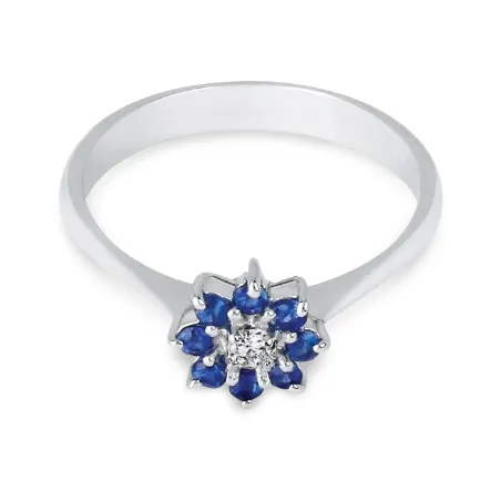 Anello Oro bianco Zaffiri Diamanti Donna Demetra