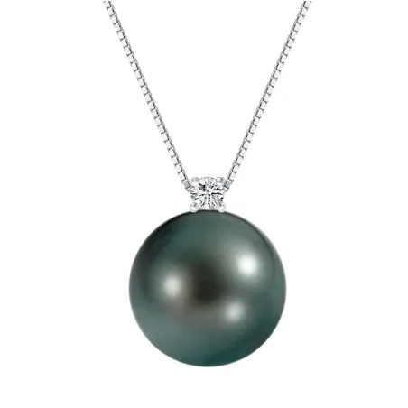 Collana oro bianco Perla Tahiti Diamante Donna Demetra