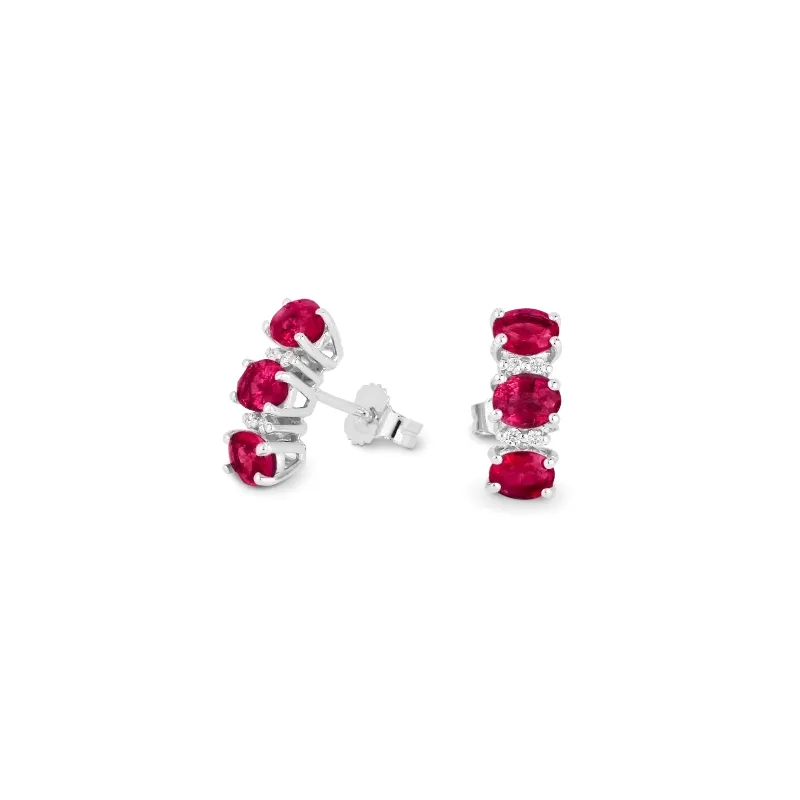 Orecchini Trilogy Rubini Oro bianco Diamanti Donna Demetra Orecchini Trilogy Rubini Oro bianco Diamanti Donna Demetra