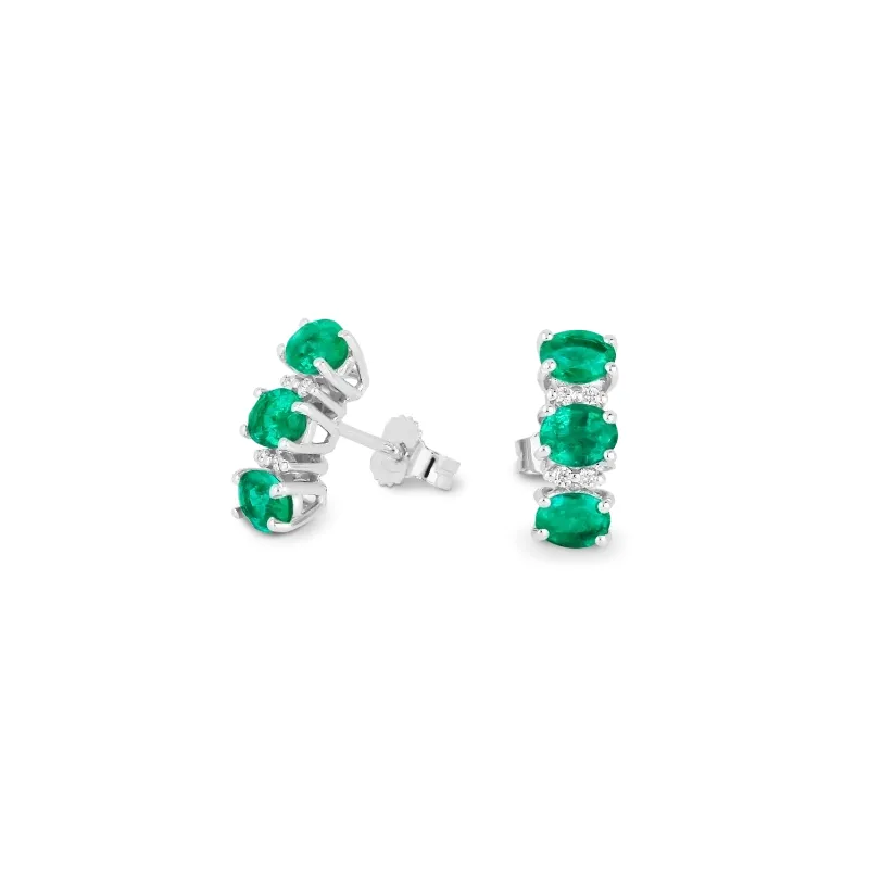 Orecchini Trilogy Smeraldi Oro bianco Diamanti Donna Demetra