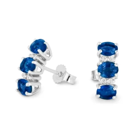 Orecchini Trilogy Zaffiri Oro bianco Diamanti Donna Demetra