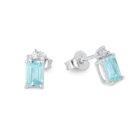 Orecchini Acquemarine Diamanti Oro bianco Donna Demetra