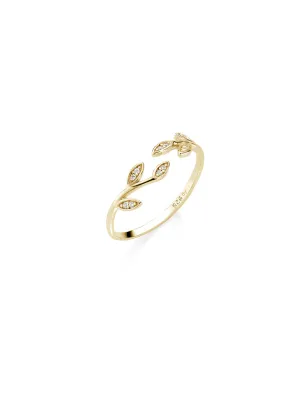 Anello dorato Foglie d'Olivo con zirconi mis.10/14 Donna Amen