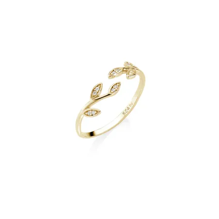 Anello dorato Foglie d'Olivo con zirconi mis.10/14 Donna Amen