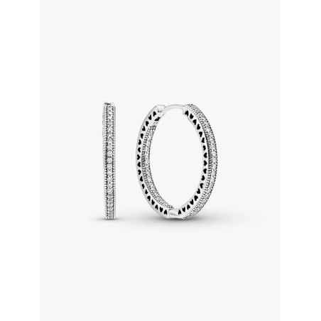 Orecchini Cerchi Cuori scintillanti Donna Pandora