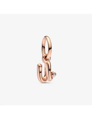 Charm Pendente lettera U placcato oro rosa Pandora