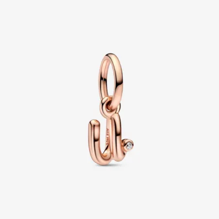 Charm Pendente lettera U placcato oro rosa Pandora