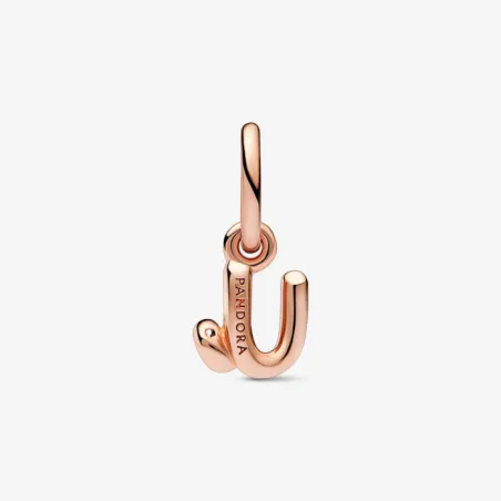 Charm Pendente lettera U placcato oro rosa Pandora