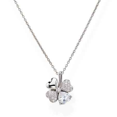 COLLANA QUADRICUORE CON ZIRCONI BIANCHI DONNA AMEN  CLPQUBB AMEN