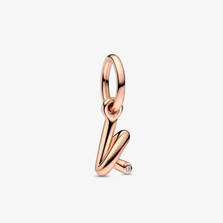 Charm Pendente lettera k placcato oro rosa Donna Pandora