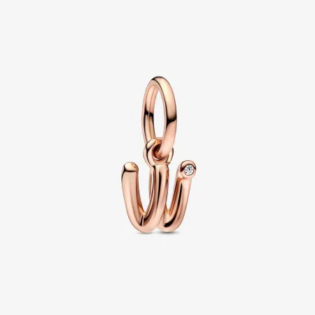 Charm Pendente lettera w placcato oro rosa Donna Pandora
