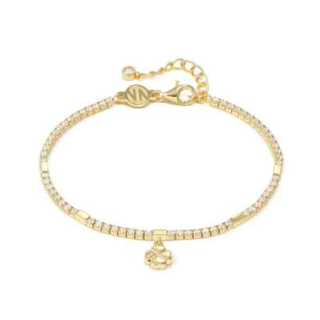 Bracciale dorato Petit Sparkle Tennis Quadrifoglio Donna Nomination