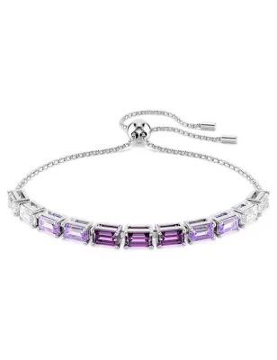 Bracciale Tennis Matrix taglio baguette, Viola, Donna Swarovski