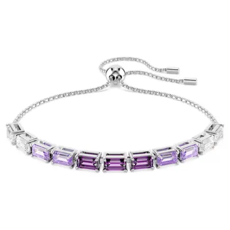 Bracciale Tennis Matrix taglio baguette, Viola, Donna Swarovski