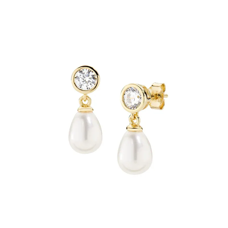 Orecchini Punto Luce e Perla dorati Donna Amen