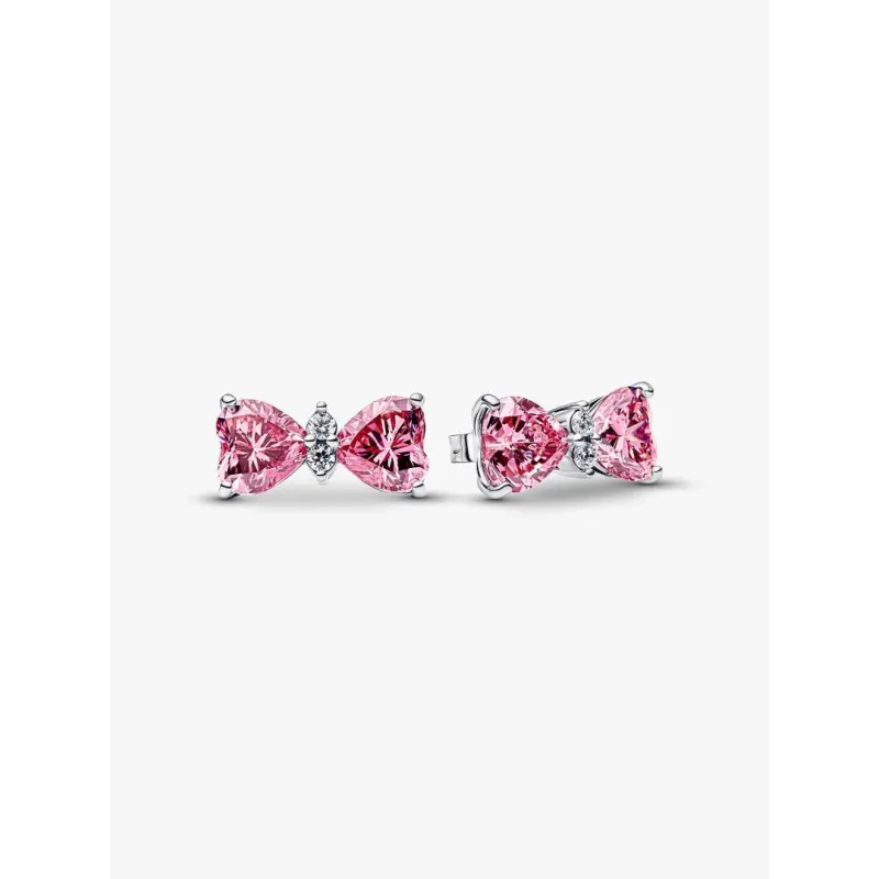 Orecchini Fiocco Luminoso Rosa Grande Donna Pandora