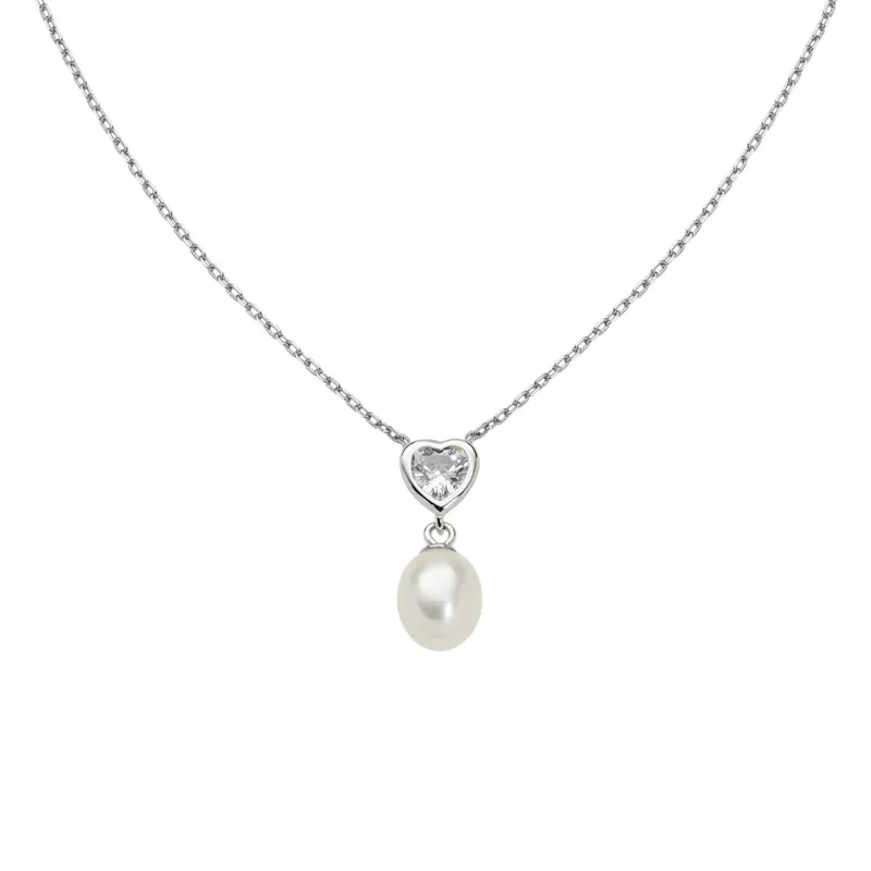 Collana Punto Luce Cuore e Perla Donna Amen
