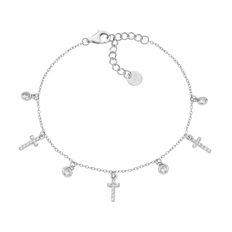 Bracciale Multicharm Croci e Zirconi Bianchi Donna Amen