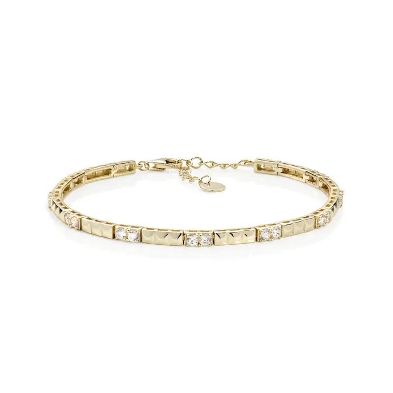 Bracciale Dorato con Zirconi e Dettagli Geometrici Donna Amen