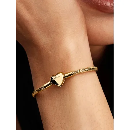 Bracciale dorato Maglia Snake Chiusura a Cuore cm.17 Donna Pandora
